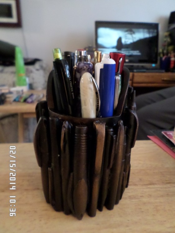 A pen cup made of pens!