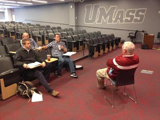 THe ESPNU crew talking with Coach Whipple ahead of our nationally televised game!!